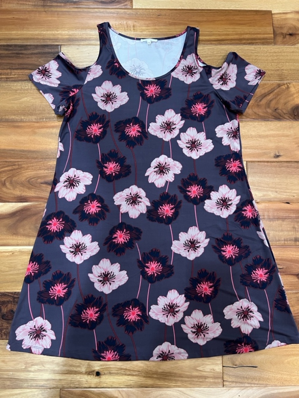 Maurices Gray Mini Dress with Pink Floral Print